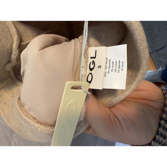 OGL MOVE Straight Wide Leg Pants Tan Beige Comfortable Fuxx Luxe Scuba Small NEW - Picture 3 of 6